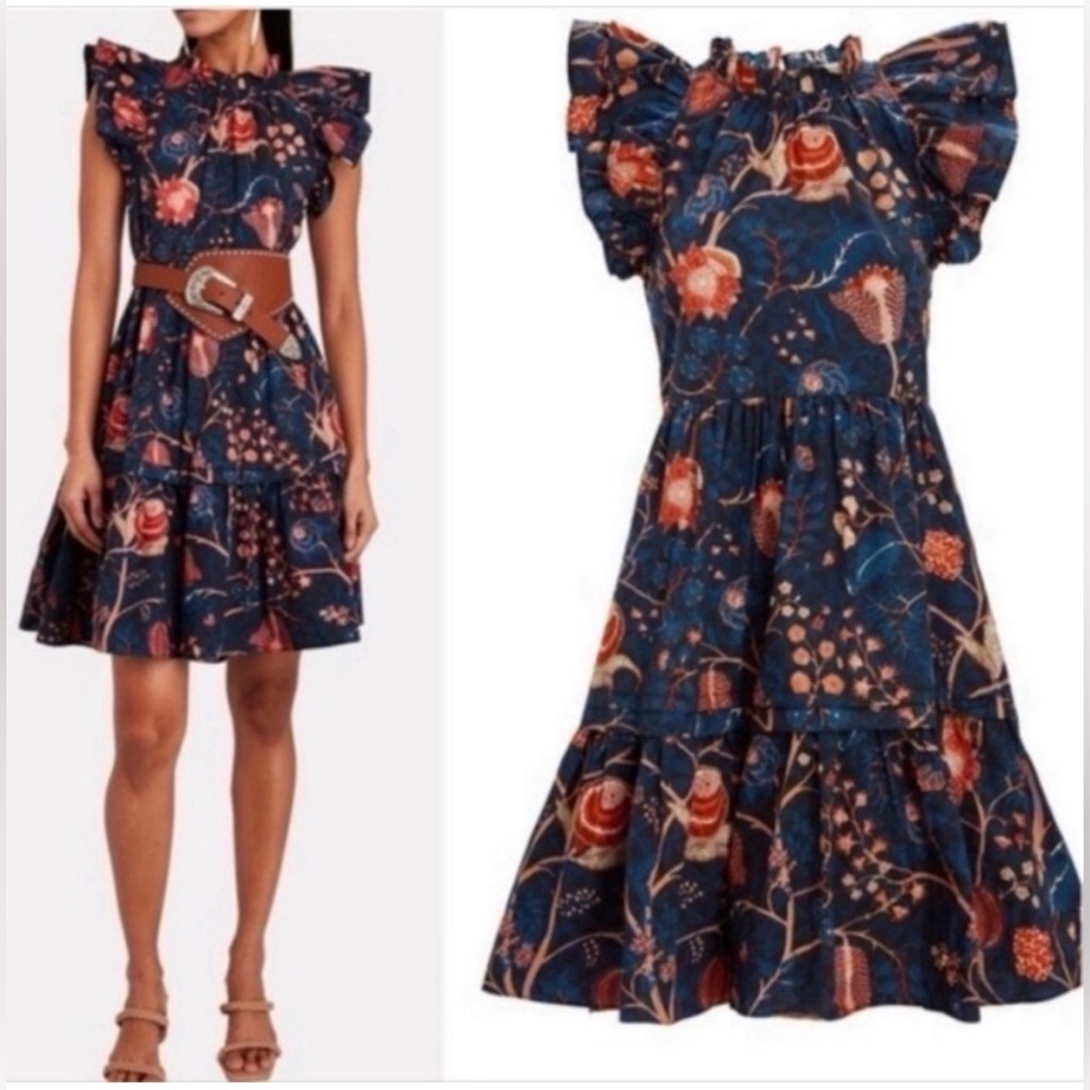 Ulla Johnson Eden Floral Cotton Poplin Dress Midnight Garden Prairie Easter